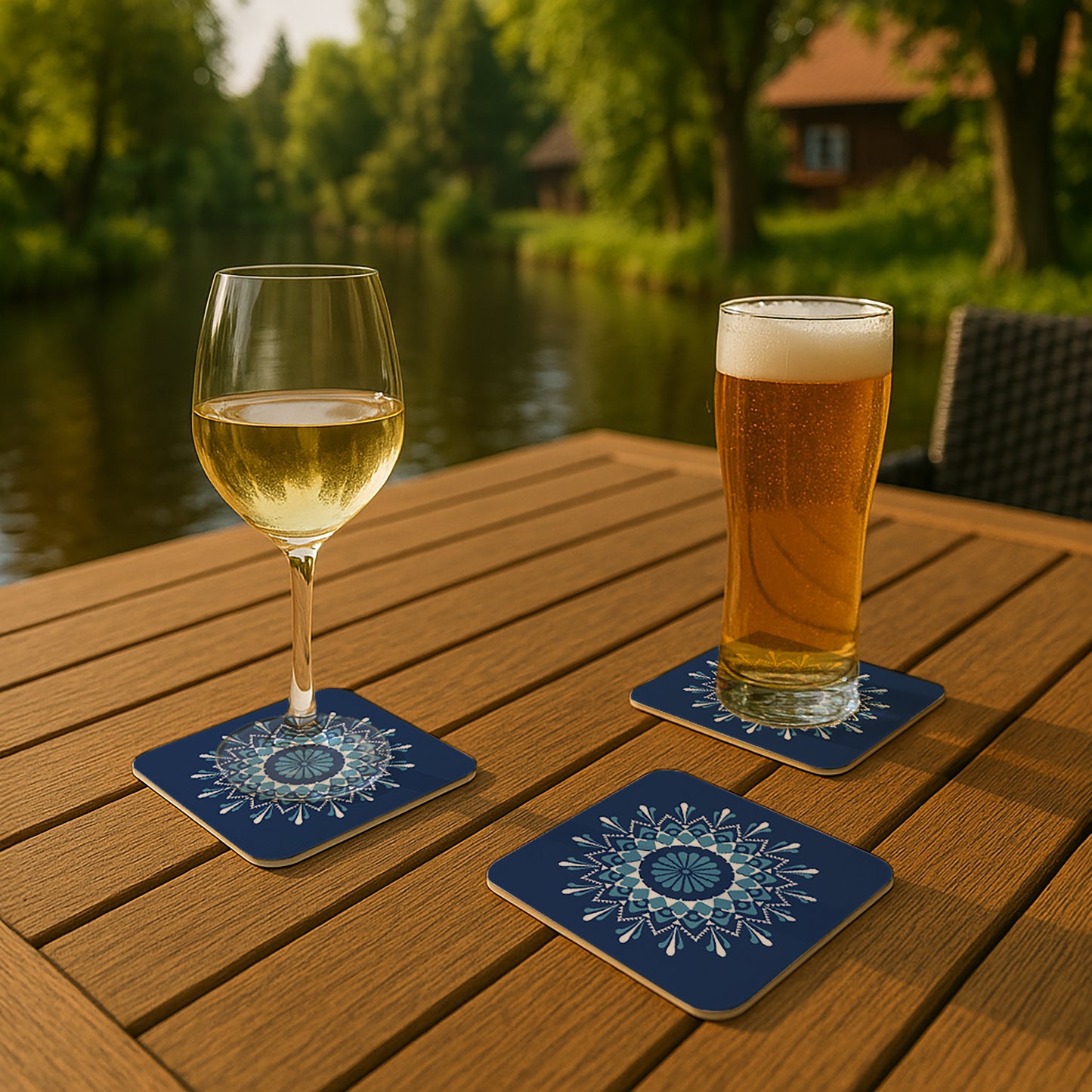 Bierdeckel „Sorbischer Stern – Blaudruck Stil“ – Tradition trifft Kontrast