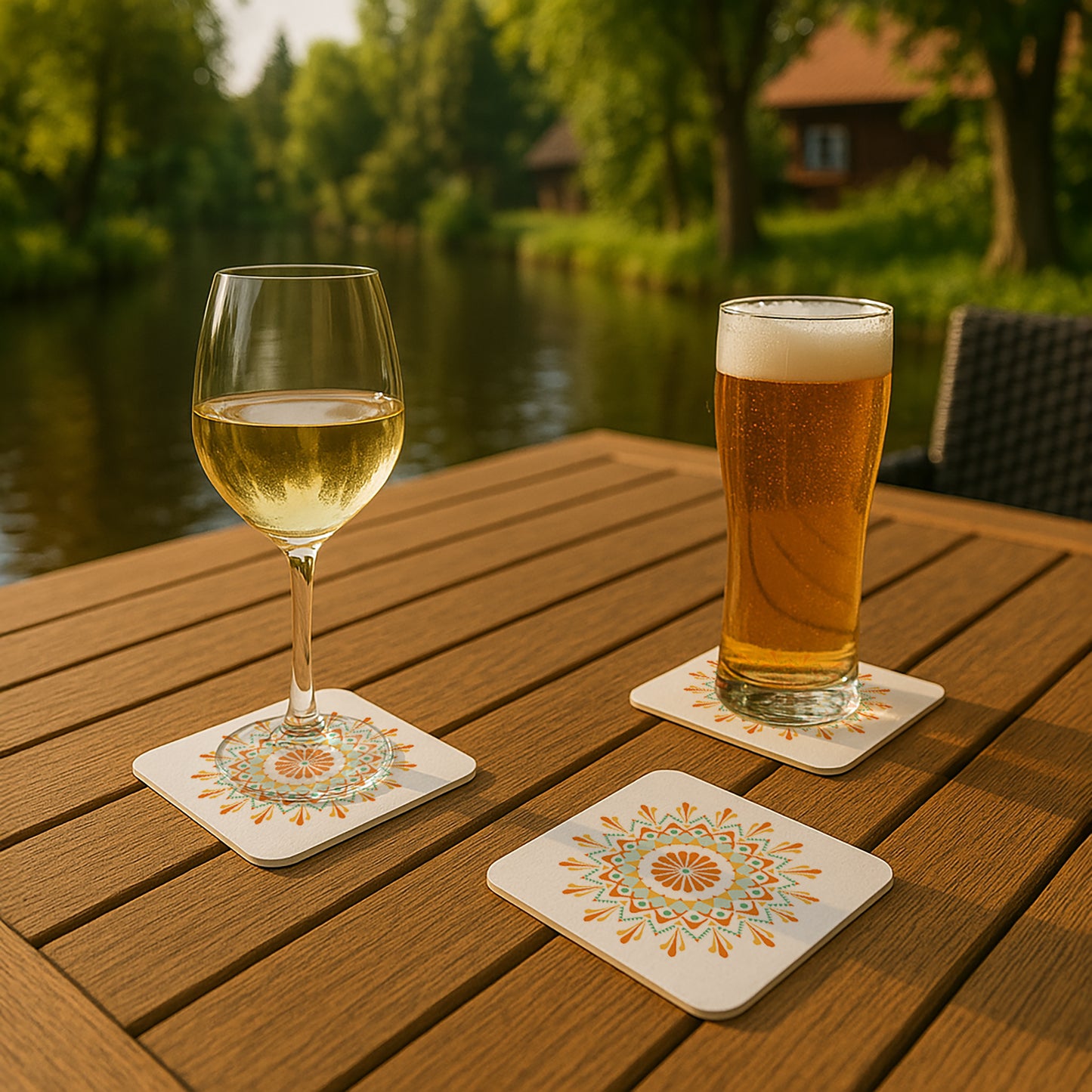 Bierdeckel „Sorbischer Stern – Frühling“ – Frische Farben & sorbische Formensprache