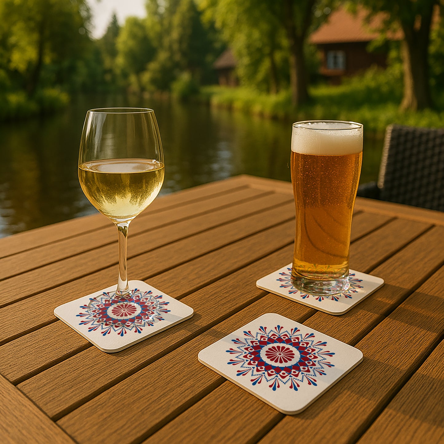 Bierdeckel „Stern – Festtag“ – Rot-Blaues Traditionsmotiv
