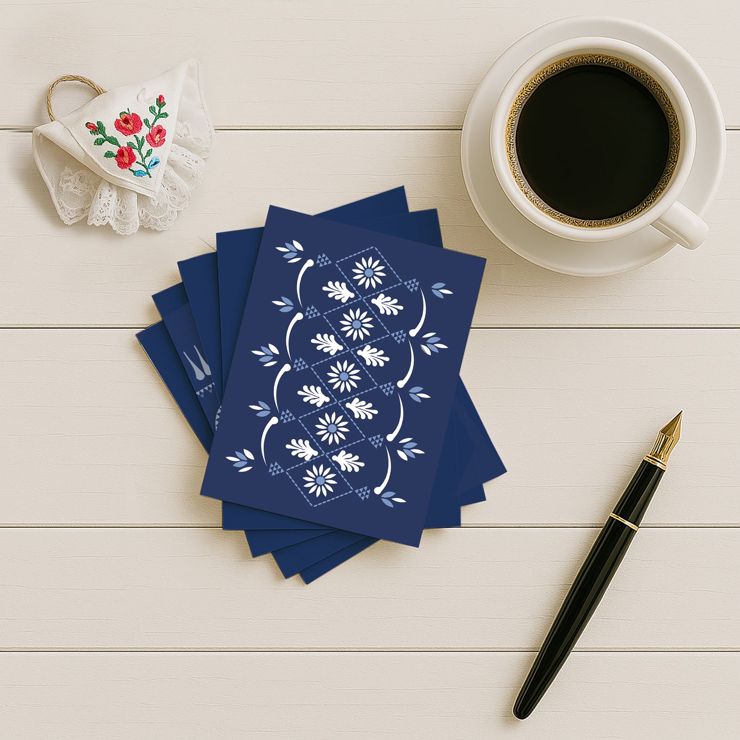 Postkarten-Set „Blaudruck-Stil“ | 5er-Pack mit sorbischen Mustern