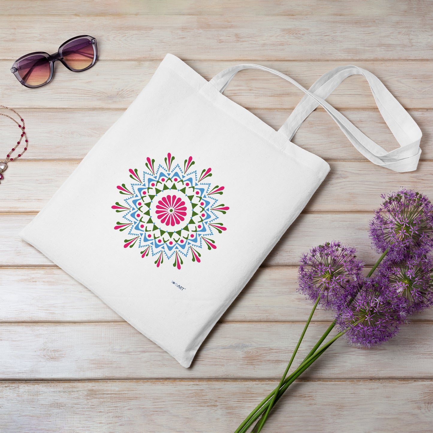 Stofftasche „Sorbischer Stern – Sommer“ aus weißer Baumwolle