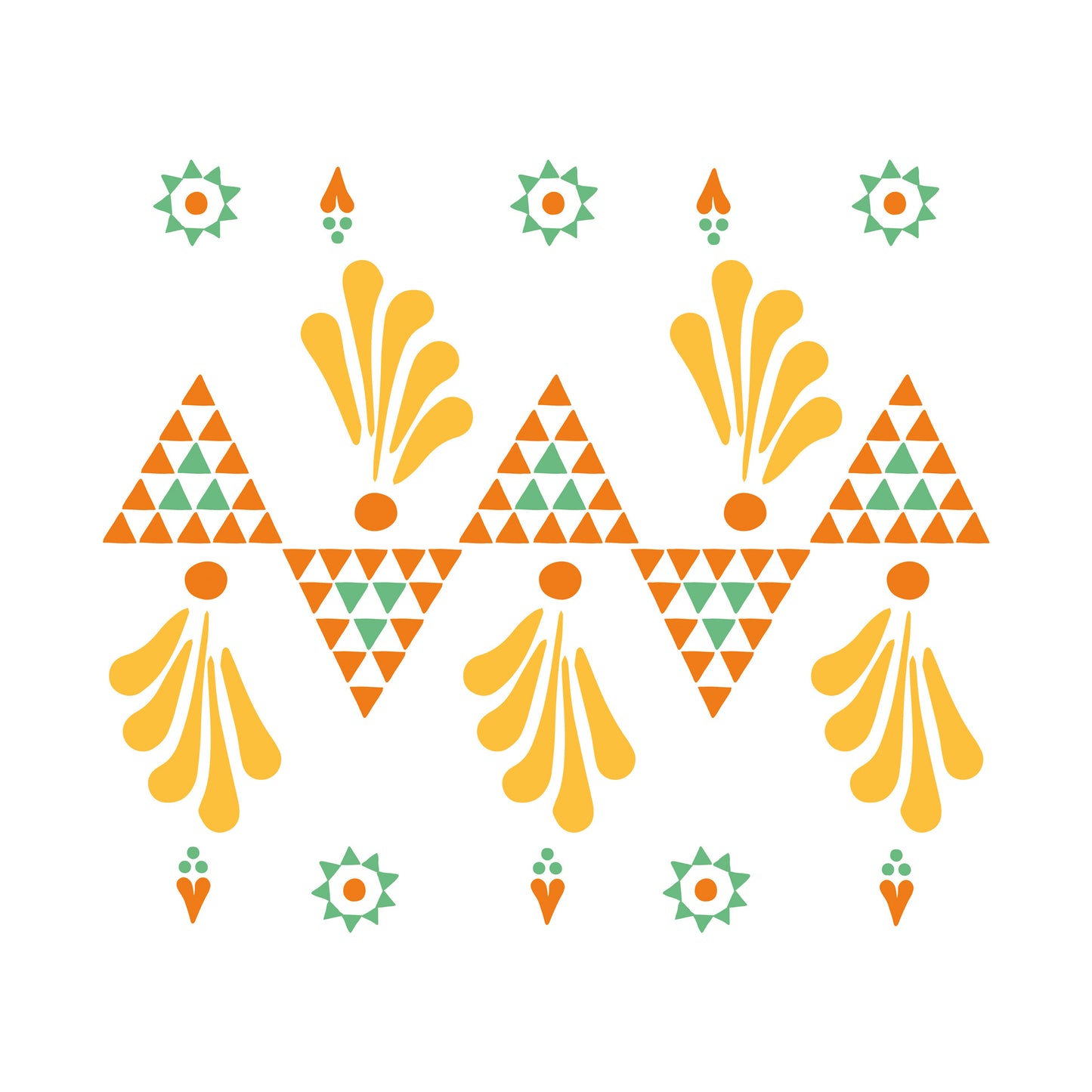 Tissue-Servietten „Dreieckstanz im Frühling“ (20 Stück 33×33 cm) – Sorbisches Muster in Gelb, Orange & Grün