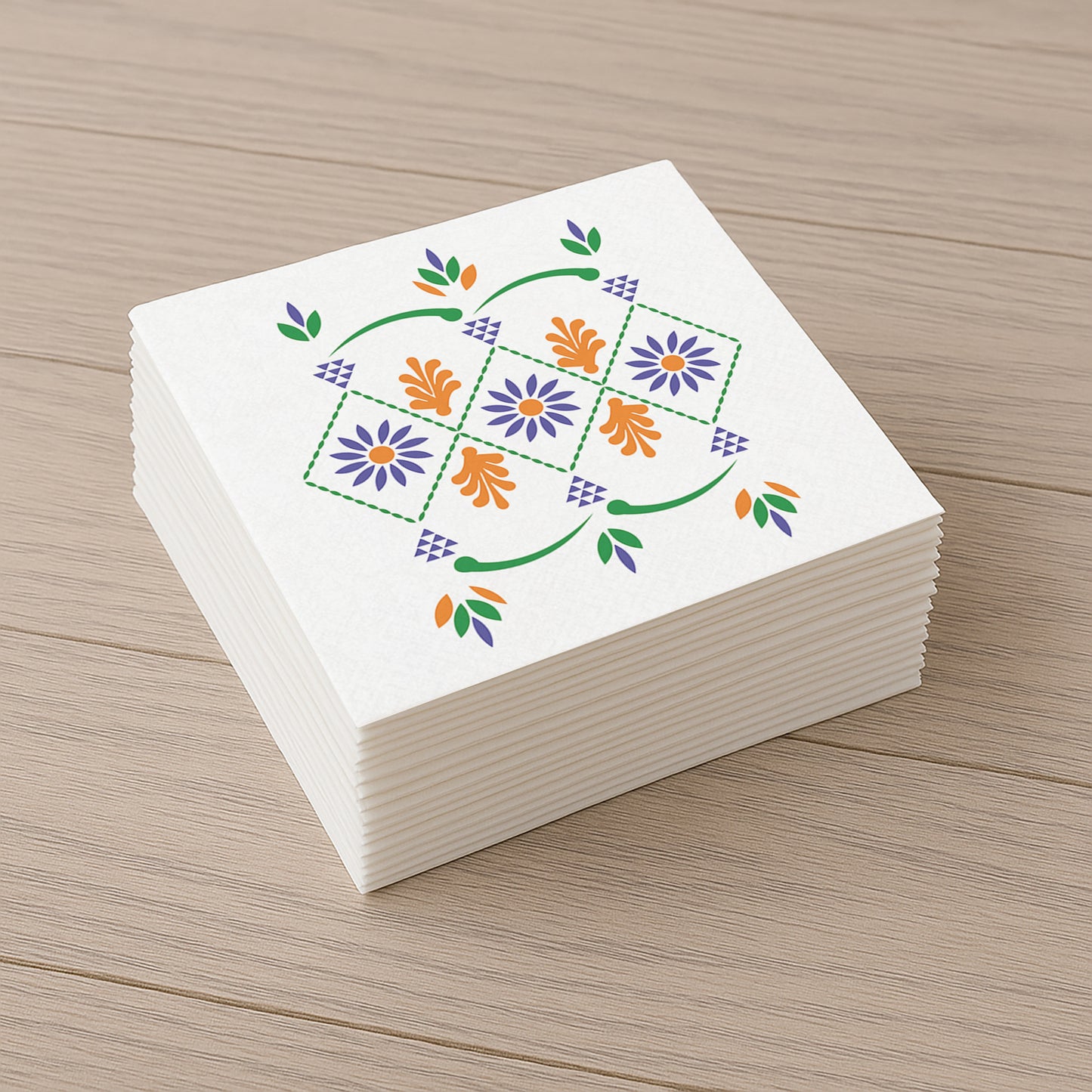 Tissue-Servietten „Gartenblüte“ – Sorbisches Muster (33×33 cm, 20 Stück)