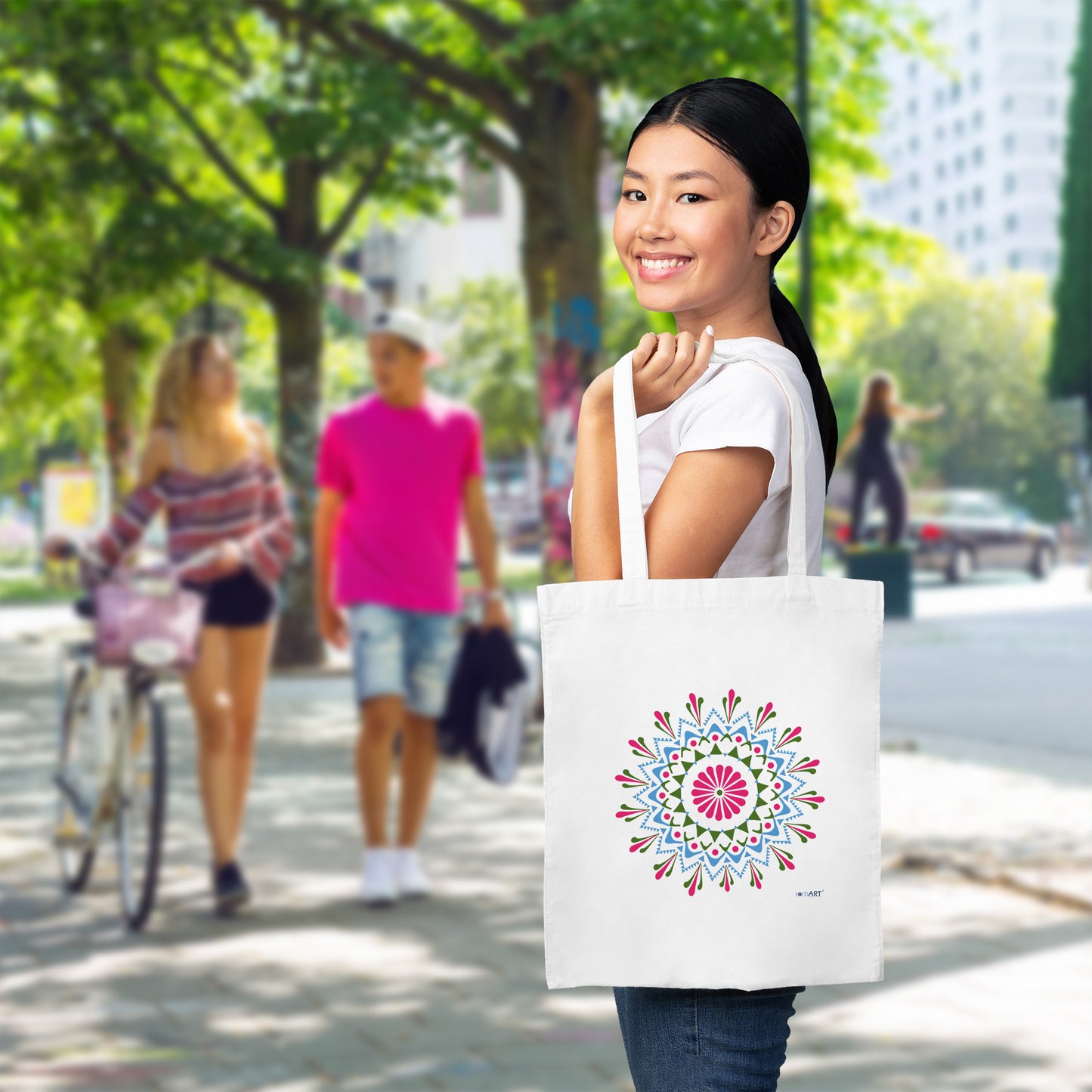 Stofftasche „Sorbischer Stern – Sommer“ aus weißer Baumwolle